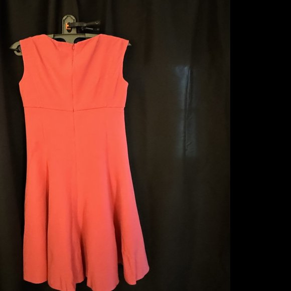 Lands' End Candy Pink Italian Crepe Empire Waist Circle Work Social Dress sz 2 - Picture 2 of 10